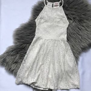 White eyelet high neck dress-XS